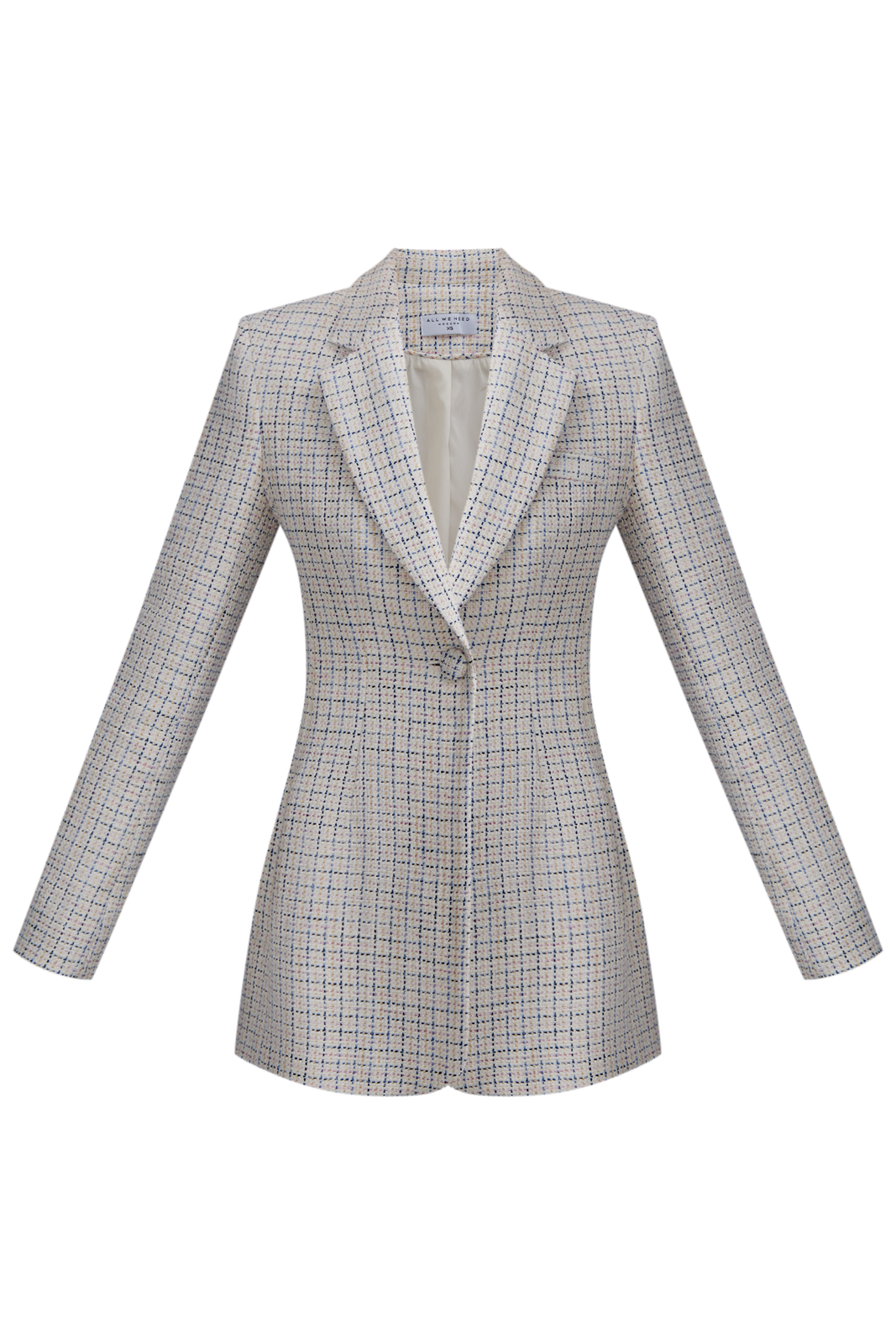 Приталенный однобортный жакет на одной пуговице, цвет: твид кремово-сине-розовый Allweneed Приталенный костюмный жакет однобортного кроя на одной пуговице. Заостренные лацканы, имитация нагрудного кармана.
На модели размер XS