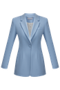Приталенный костюмный жакет однобортного кроя на одной пуговице. Заостренные лацканы, имитация нагрудного кармана.

На модели размер XS