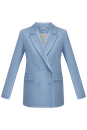 Двубортный жакет oversize кроя. Модель с акцентированной плечевой линией и широкими заостренными лацканами, балансирующими силуэт.

На модели размер XS