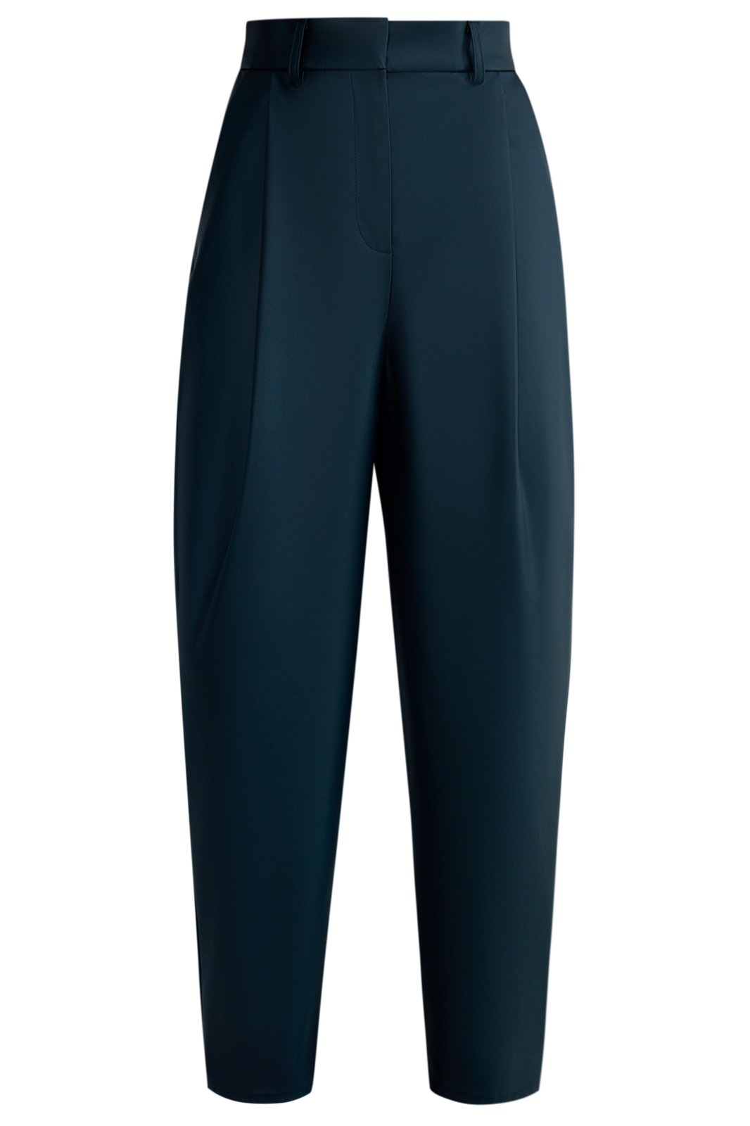 Брюки-бананы из эко-кожи выполнены из эко-кожи и оформлены мягкими сборками от пояса со шлевками и скошенными карманами по бокам.

На модели размер XS