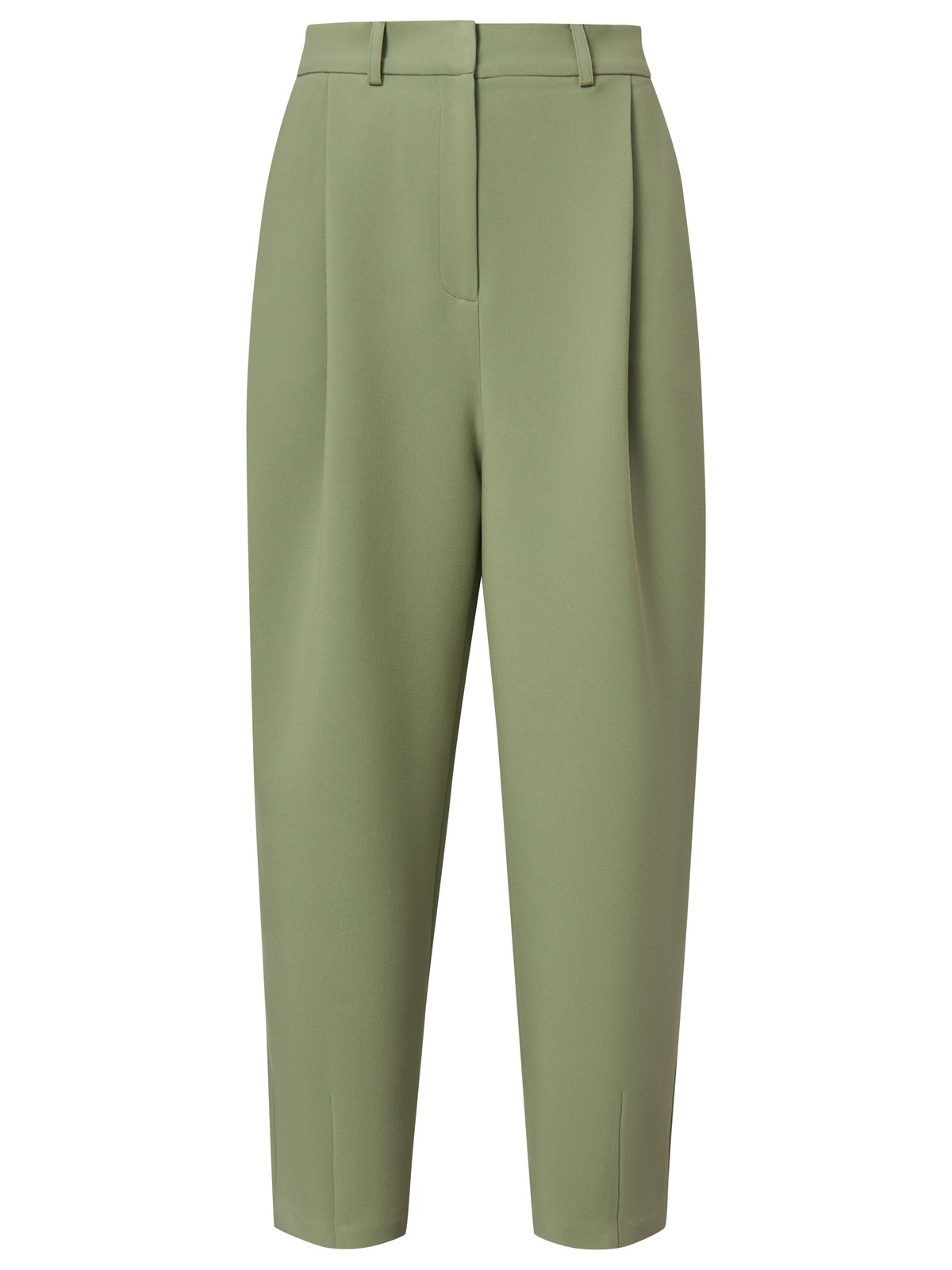 


Брюки-бананы из костюмной ткани с высокой посадкой на талии. Мягкие сборки у пояса, скрытая застежка на молнию и крючок.

На модели размер XS

