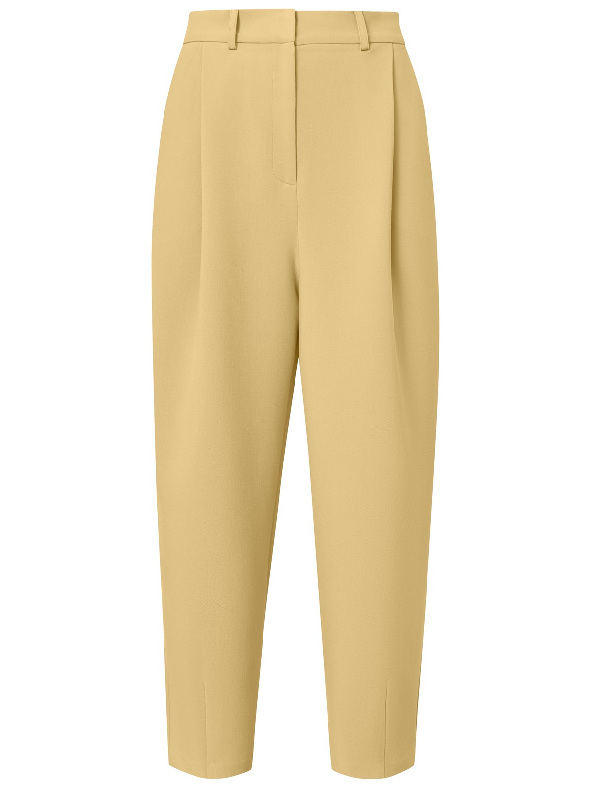 


Брюки-бананы из костюмной ткани с высокой посадкой на талии. Мягкие сборки у пояса, скрытая застежка на молнию и крючок.

На модели размер XS

