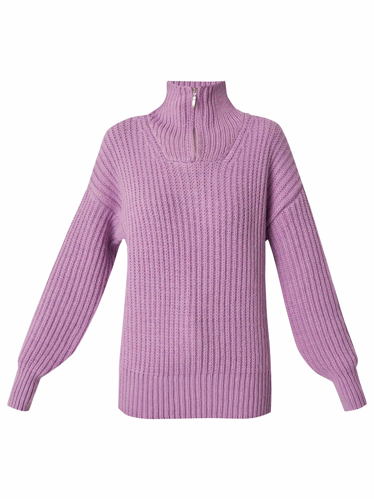 


Объемный вязаный джемпер из мягкой шерсти с горловиной-стойкой на молнии. Уютная ребристая текстура и 100% комфорт.

На модели размер ONE SIZE