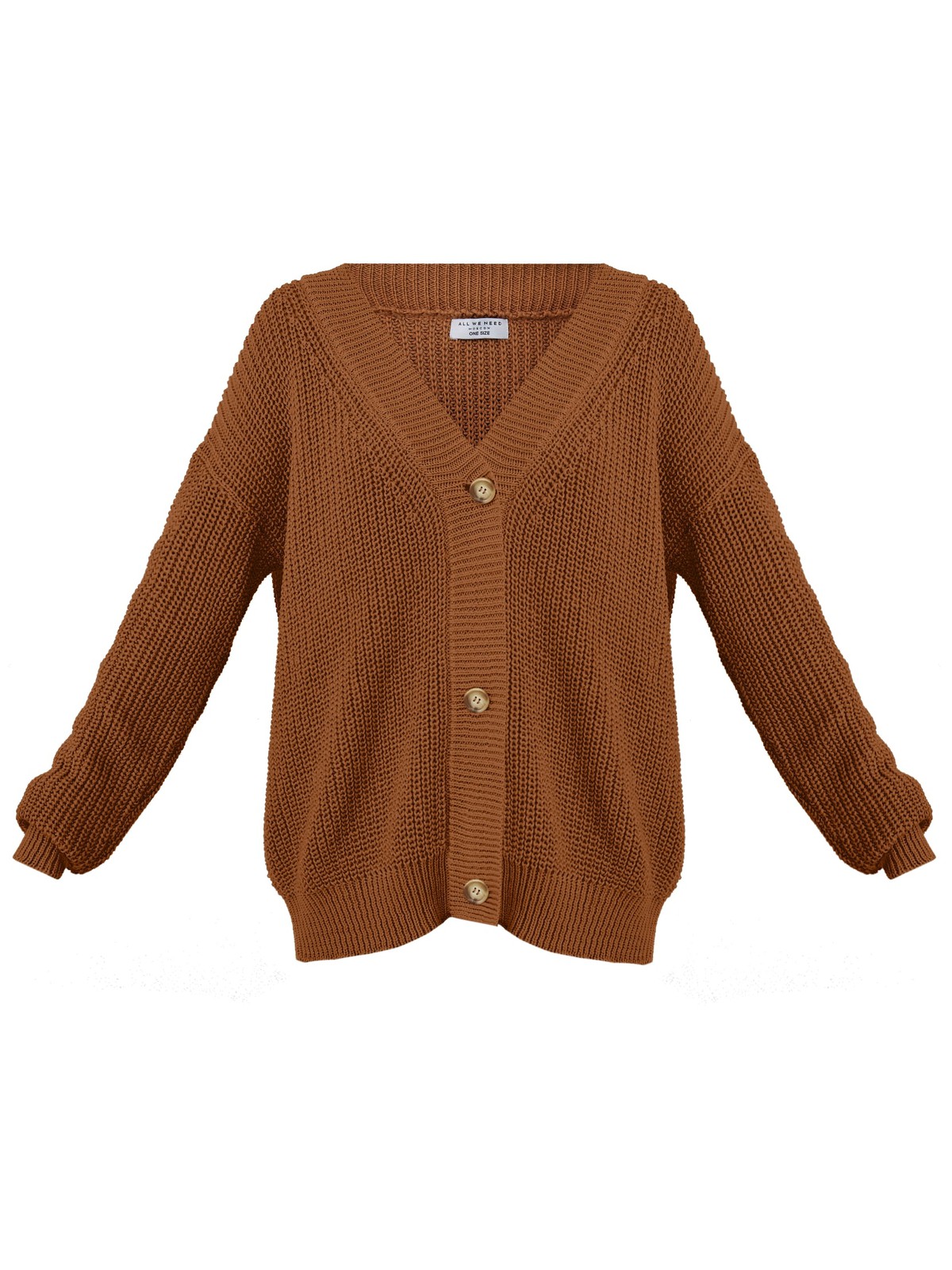 Кардиган oversize с V-образным вырезом и спущенным плечом. Модель дополнена 3 роговыми пуговицами. Дополните теплый и уютный образ бельевым топом или футболкой.

На модели размер one size