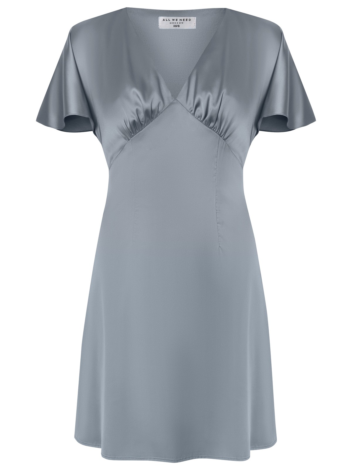 


Платье мини из атласной ткани оформлено юбкой А-силуэта. V-образный вырез с мягкими сборками по линии декольте и рукава-крылышки добавляют модели дополнительной нежности.

На модели размер XS