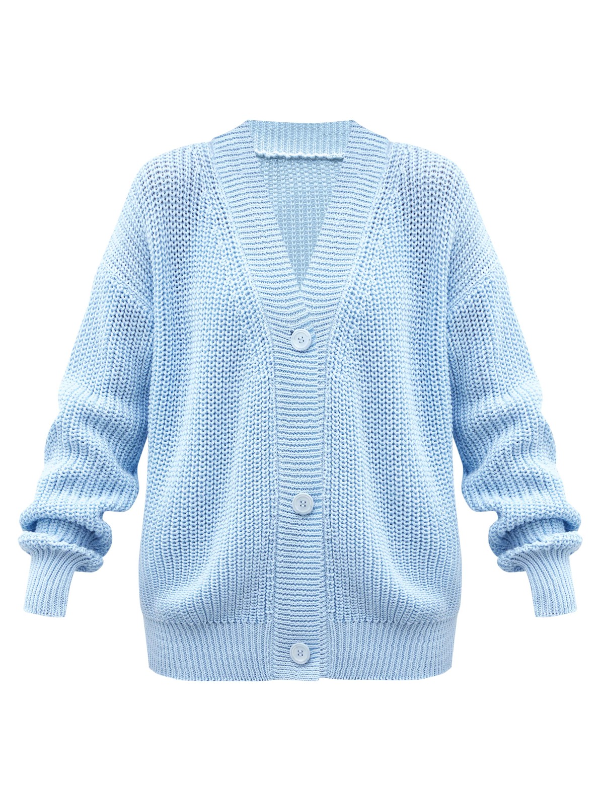 Кардиган трикотажный на пуговицах, цвет: небесный Allweneed Кардиган oversize с V-образным вырезом и спущенным плечом. Модель дополнена 3 роговыми пуговицами. Дополните теплый и уютный образ бельевым топом или футболкой.
На модели размер one size