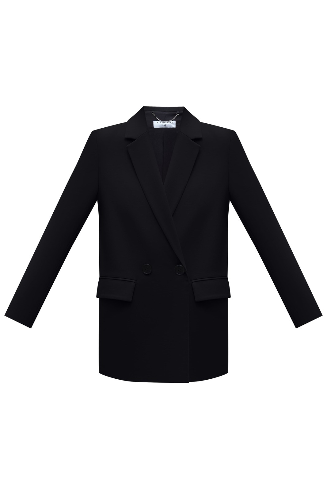 Двубортный жакет с пуговицами в тон. Классическая линия плеч. Два кармана с клапанами, чтобы спрятать телефон или ключи.Разрез сзади обеспечивает свободу движений при носке. Ткань очень приятна на ощупь.Носите с брюками или мини-юбкой из коллекции.

На модели размер XS/S