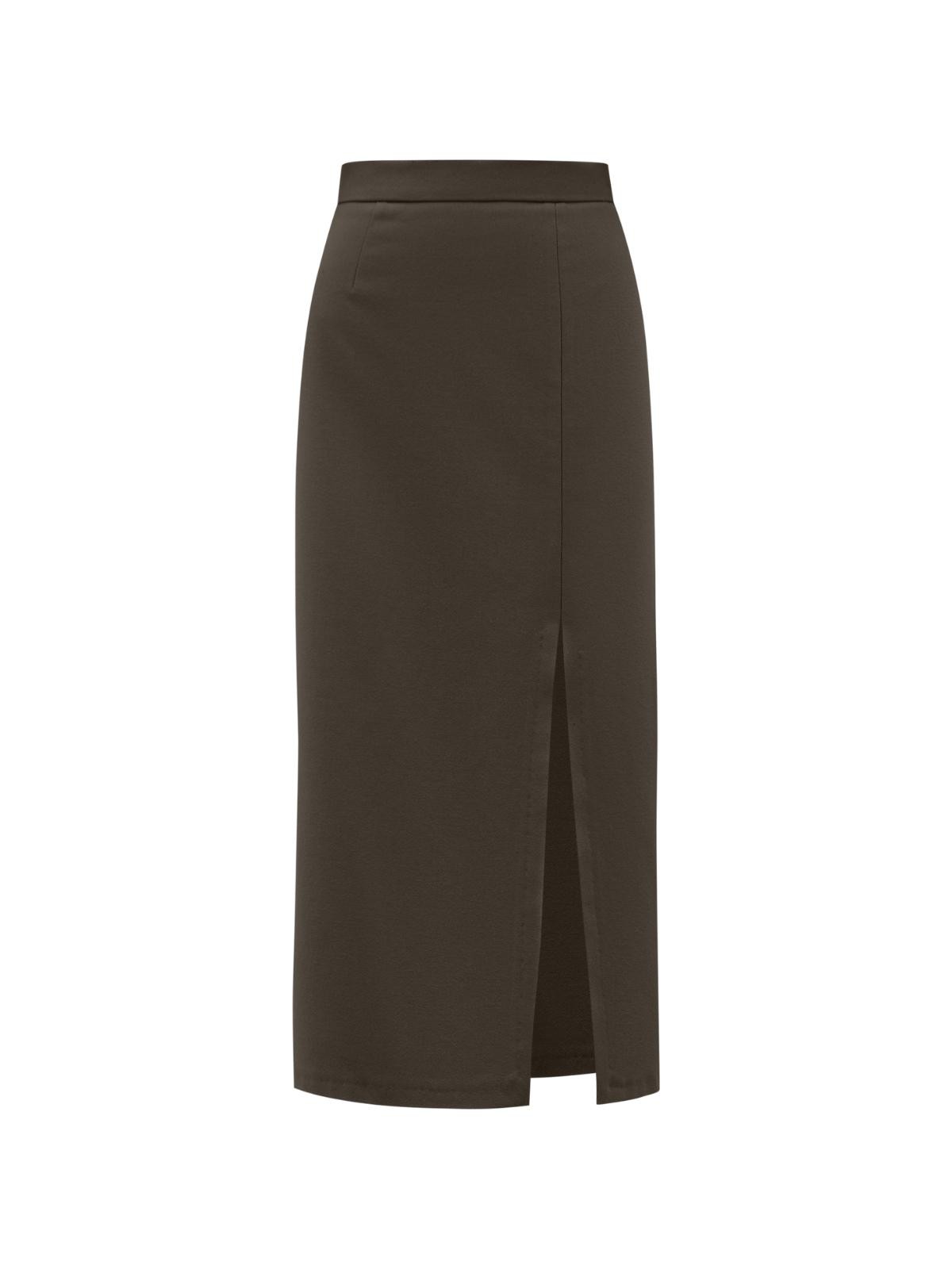 Миди-юбка с разрезом, цвет: хаки Allweneed Юбка-карандаш средней длины. Высокая посадка на талии акцентирует силуэт, а глубокий вырез сбоку придает образу чувственности. Дополните образ контрастной водолазкой или боди, жакетом в тон и туфлями на устойчивом каблуке.
На модели размер XS