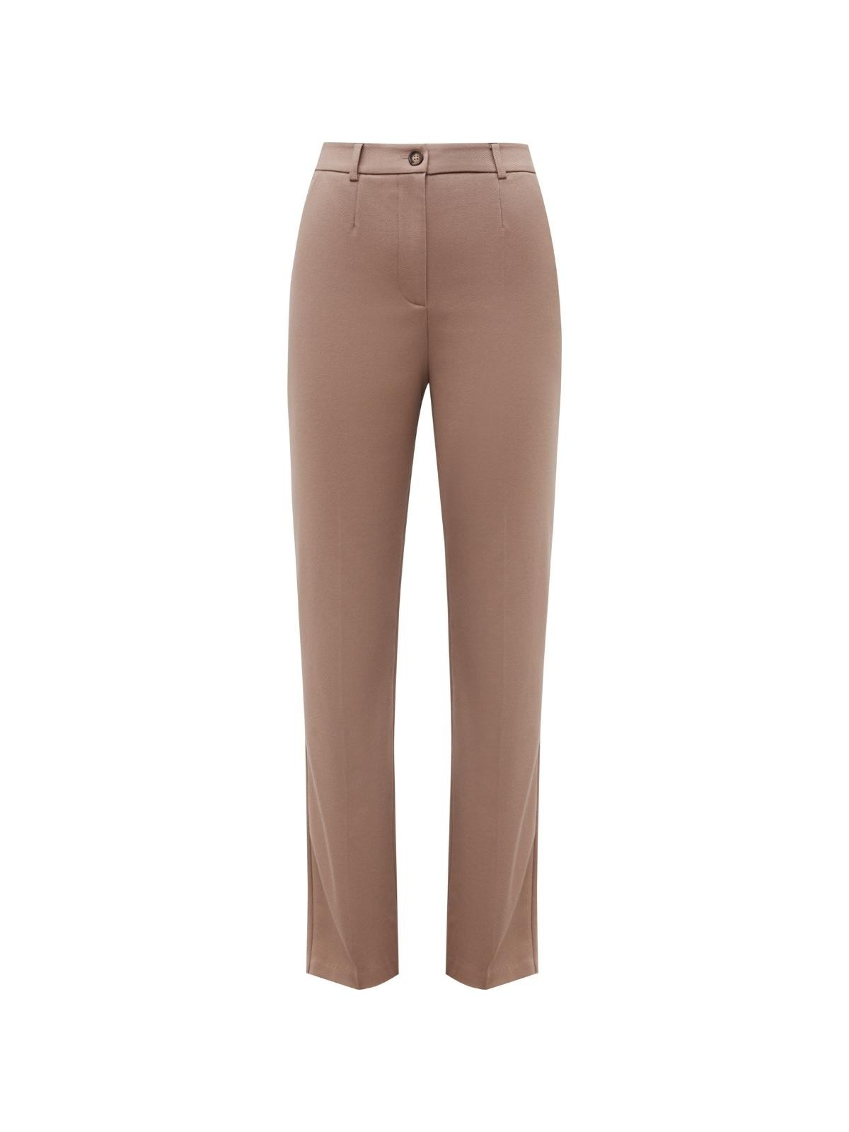 Классические брюки слегка заужены и визуально корректируют пропорции благодаря акценту на талии, вертикальным складкам и плавной линии бедер. Носите в сочетании с контрастным или однотонным топом и жакетом в тон.

На модели размер XS