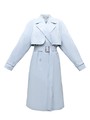 Тренч, цвет: серо-голубой Allweneed Плащдвубортного кроя с застежкой на крупные однотонные пуговицы. Отлетная кокетка, А-силуэт и длинный пояс на талии добавляют образу легкости, а цветовая гамма создает поистине весеннее настроение.