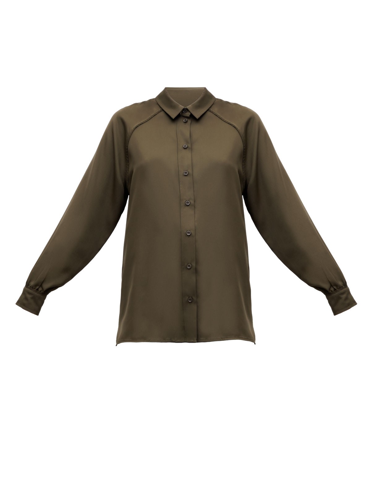 Рубашка с рукавом реглан, цвет: хаки Allweneed Рубашка с классическим воротником и горловиной-стойкой. Манжеты рубашки обрамлены кантом, рукав с легким дополнительным объемом. Сочетайте с джинсами или юбками из денима в расслабленных образах, а также в строгом офисном дресс-коде.
На модели размер XS