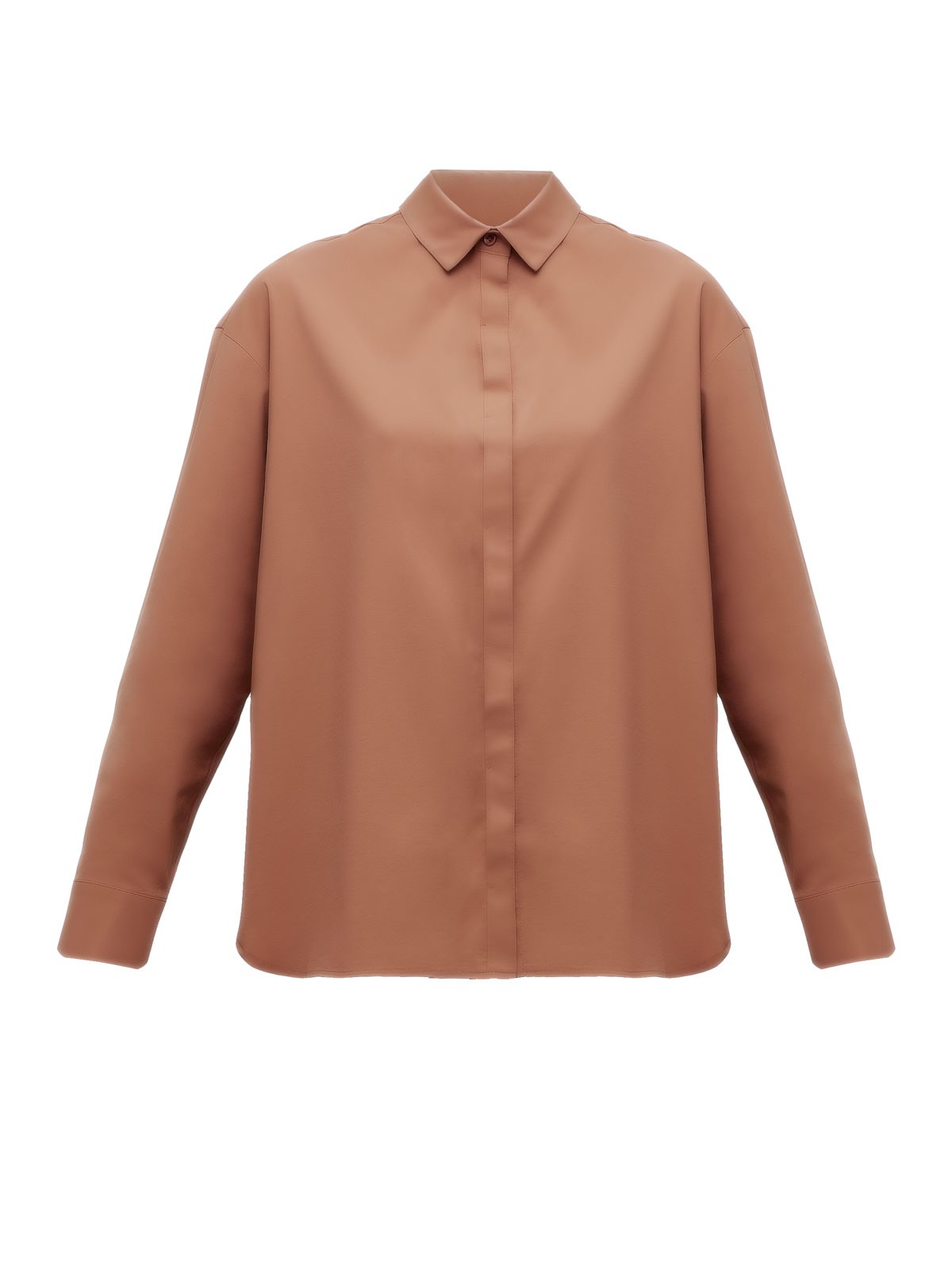 Рубашка oversize, цвет: светло- коричневый Allweneed Рубашка oversize кроя с отложным воротником изастежкой на пуговицы. Длинные рукава с классическими манжетами. Слегка удлиненная спинка. Носите навыпуск или заправленной в контрастную юбку, шорты или брюки.