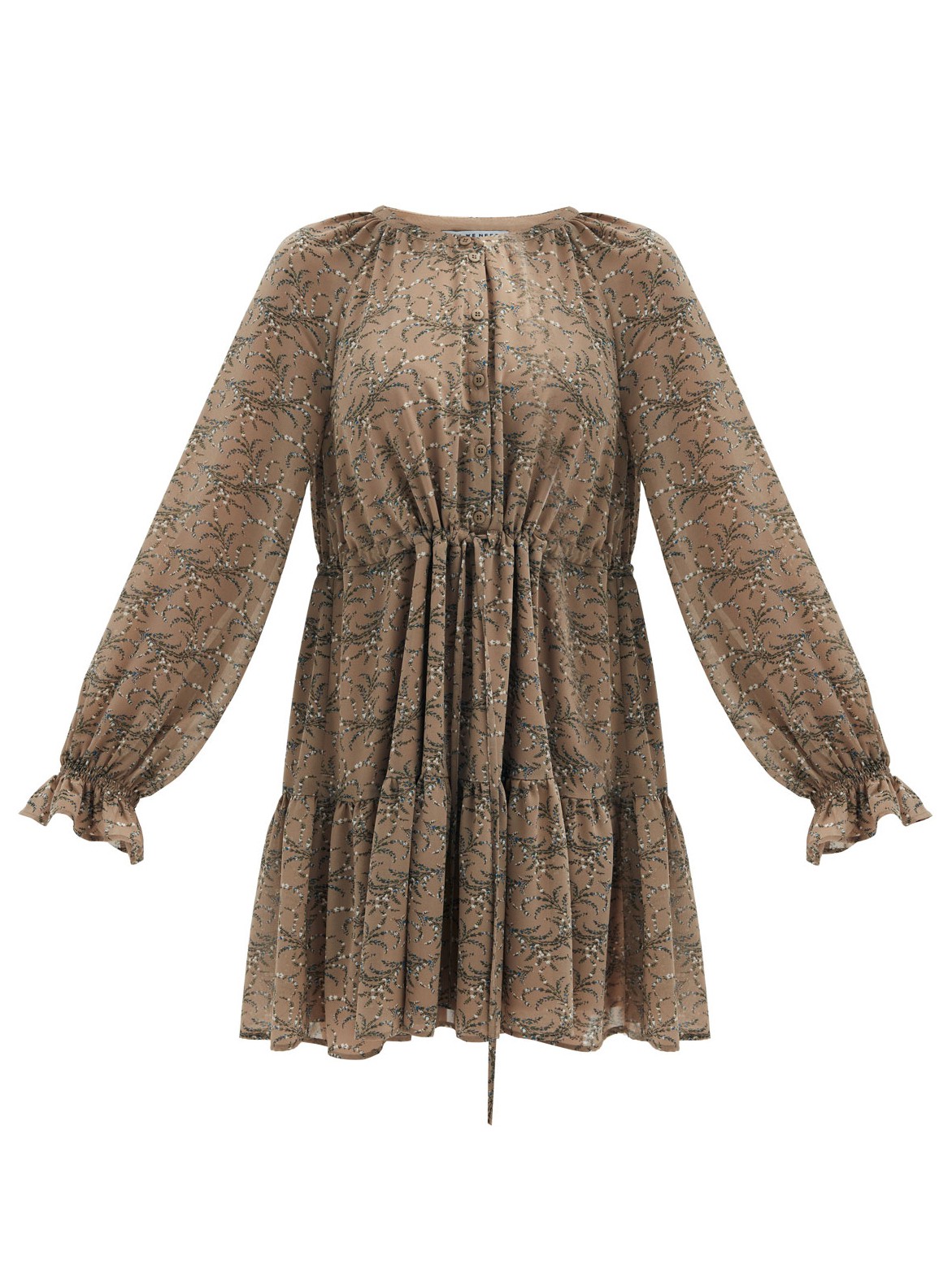 Платье-мини с ярусами, цвет: кофейный Allweneed
Платье-мини из легкого шифона с нежным цветочным принтом. Модель на хлопковой основе, поэтому в ней комфортно и весной, и летом. Свободное платье с ярусами можно затянуть шнурочком из собственной ткани. Воротник лежащая стойка и застежка с пуговицами до линии талии. Воздушные рукава и нижний ярус со сборками. На рукаве есть тонкая резиночка для фиксации. Нам уже не терпится закружиться в платье среди цветов и деревьев.
На модели размер XS\S