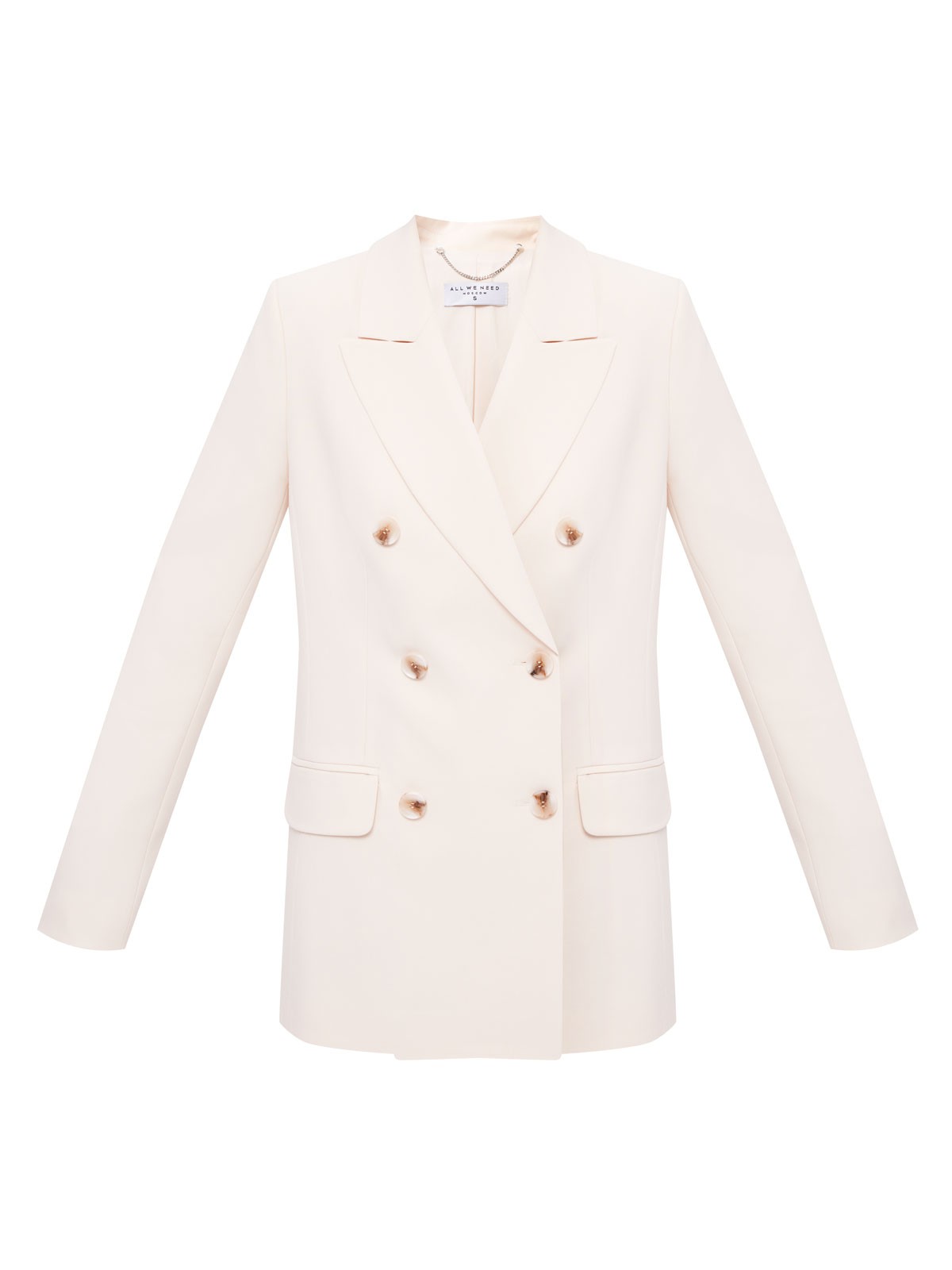 Жакет двубортный, цвет: персиковый Allweneed
Свободный двубортный жакет в стиле мужского удлинённого пиджака. Модель из гладкой и плотной костюмной ткани. Застежка на пуговицы. Классический воротник и лацканы. Жакет с подкладочной тканью. Можно носить и с формальными брюками, и с джинсами, и с платьем из шелка.
На модели размер S