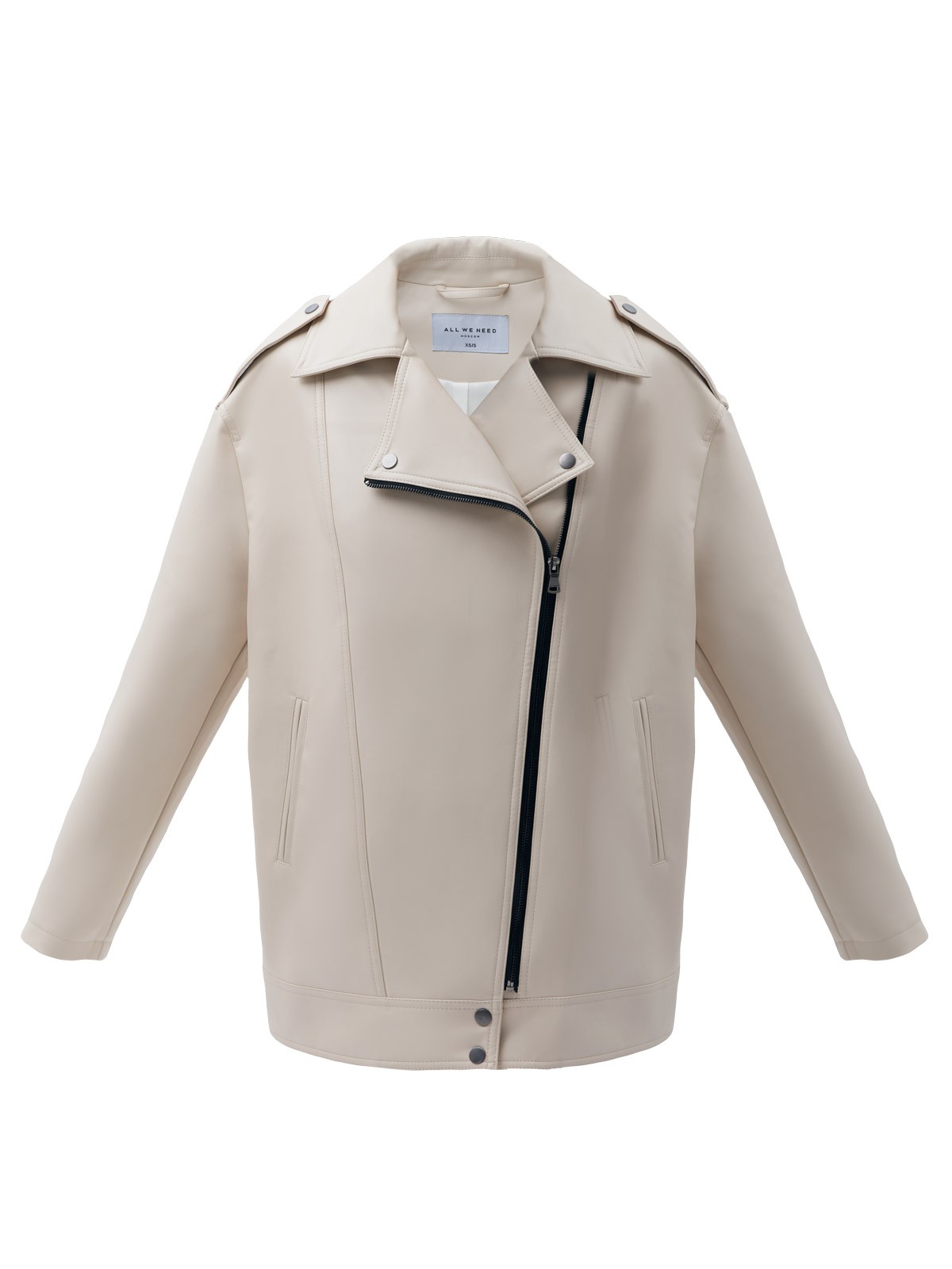 Куртка-косуха oversize из экокожи, цвет: светло-бежевый Allweneed Удлиненная куртка-косуха актуальна во все времена. Модель oversize выполнена из плотной и качественной экокожи. Куртка с широким воротником и двумя удобными карманами. Мы добавили металлическую фурнитуру и погоны. Классическая косая застежка и застежка-молния на рукавах. Рабочие кнопки на поясе и две декоративные кнопки на лацканах. Мы любим ее носить с джинсами и рубашкой. Три базовых цвета: чёрный, кэмел и молочный с черной фурнитурой.