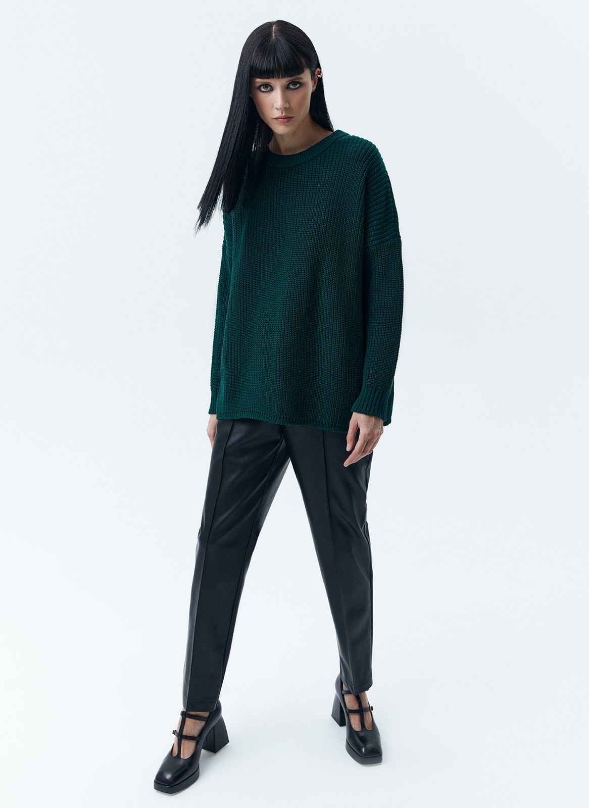 Свитер с круглым вырезом, цвет: изумрудный Allweneed