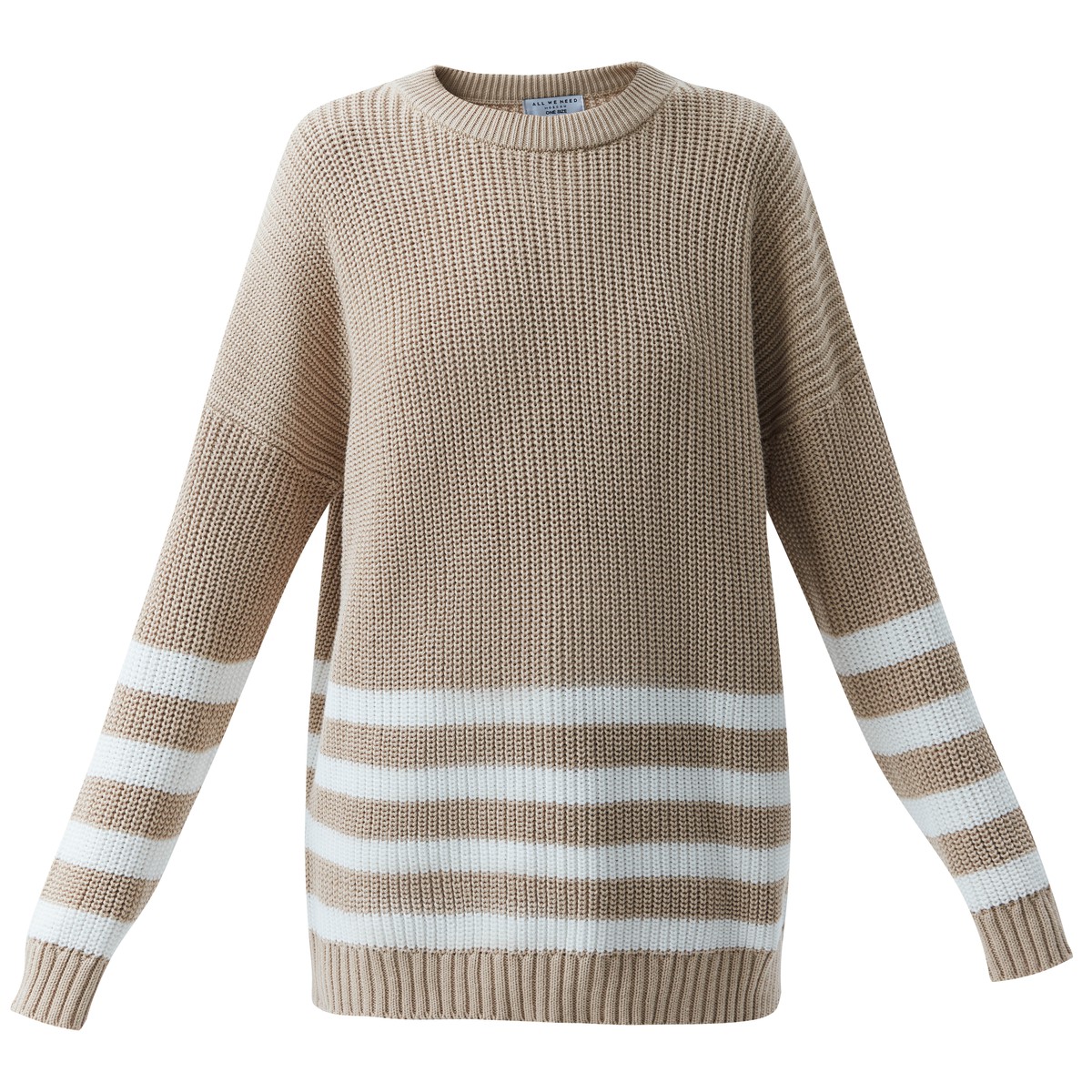 Свитер oversize в полоску, цвет: БЕЖЕВЫЙ В МОЛОЧНУЮ ПОЛОСКУ Allweneed
Свободный свитер с принтом полоска. Круглая горловина и слегка спущенное плечо. Полосы на рукавах логично продолжают рисунок на фронтальной части. Эту модель мы выполнили из мягкой смесовой ткани, которая нежно относится к коже. Носите каждый день на прогулки, встречи с друзьями или стилизуйте для офиса с брюками и юбками.