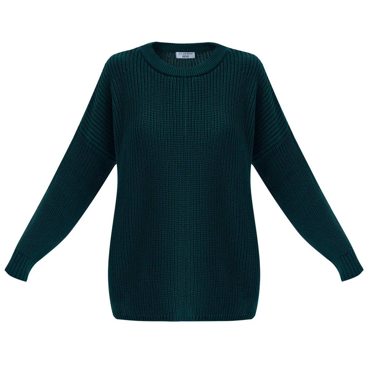Свитер с круглым вырезом, цвет: изумрудный Allweneed