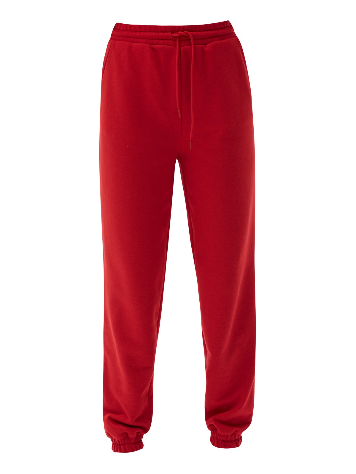 Джоггеры, цвет: красный Allweneed Джогеры на средней посадке. Эластичный пояс со шнурком и резинки внизу для комфортной посадки. Ткань очень приятна на ощупь и позволяет коже дышать. Носите со свитшотом из новой коллекции