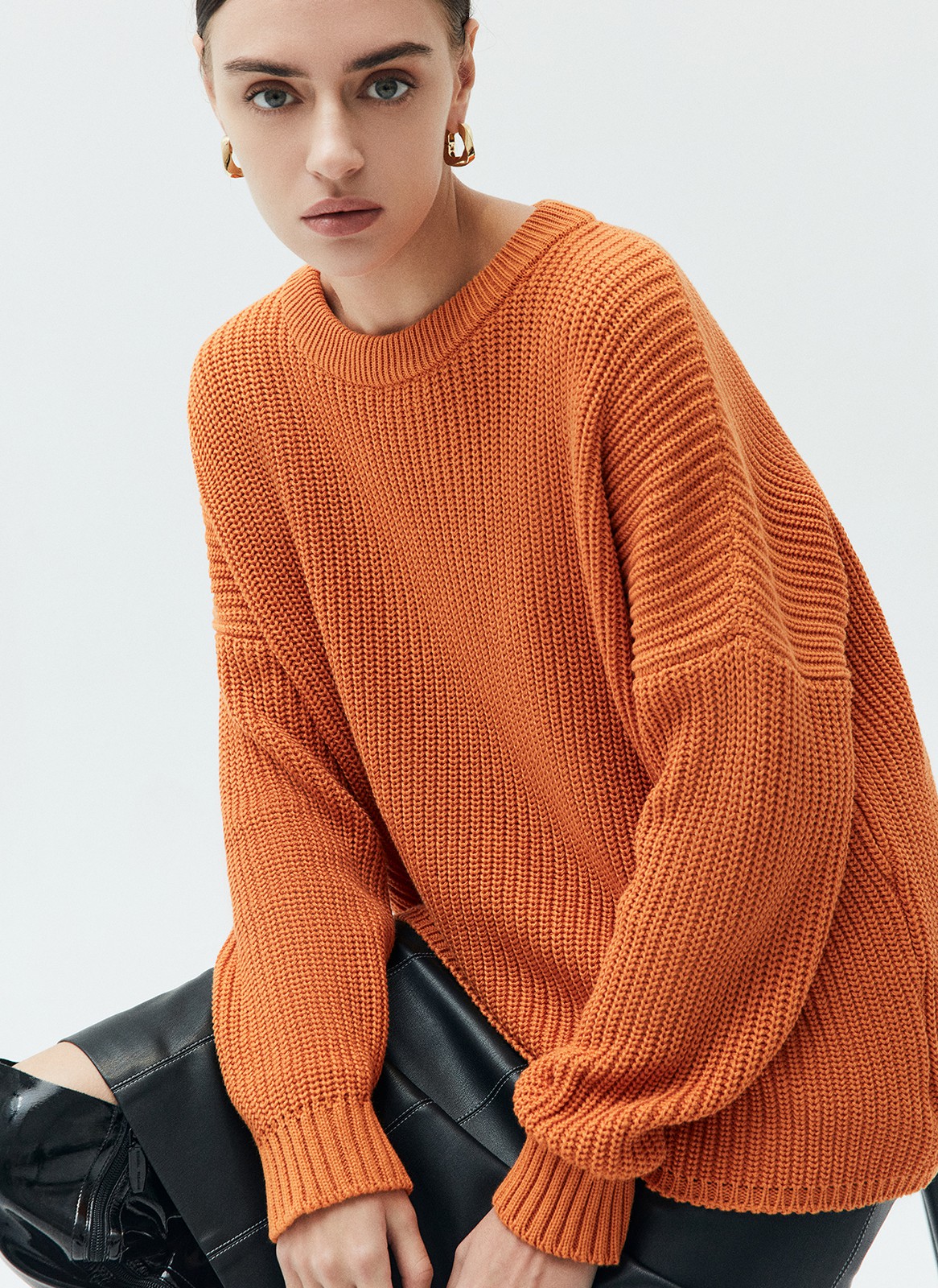 Свитер с круглым вырезом, цвет: рыжий Allweneed