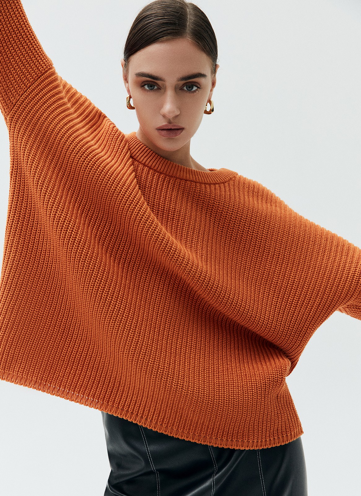 Свитер с круглым вырезом, цвет: рыжий Allweneed