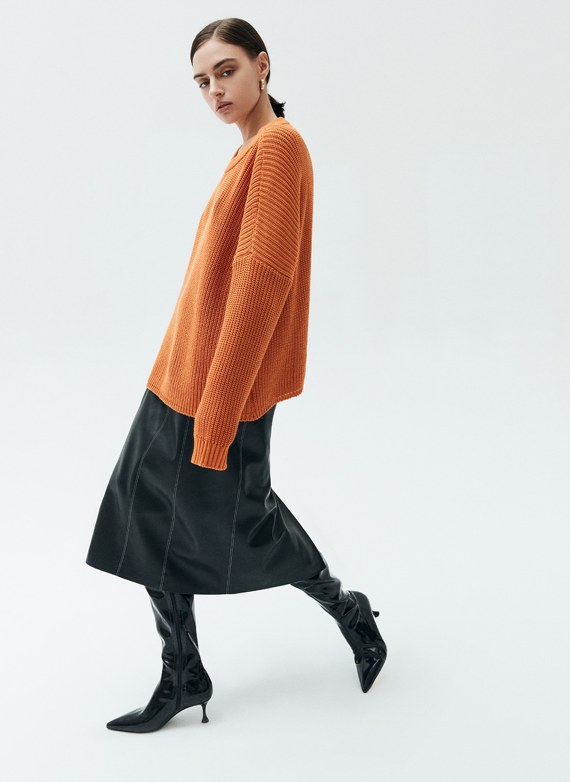 Свитер с круглым вырезом, цвет: рыжий Allweneed