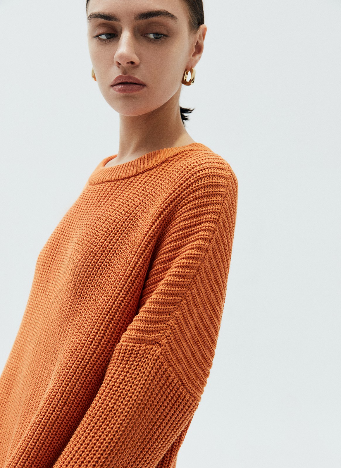 Свитер с круглым вырезом, цвет: рыжий Allweneed