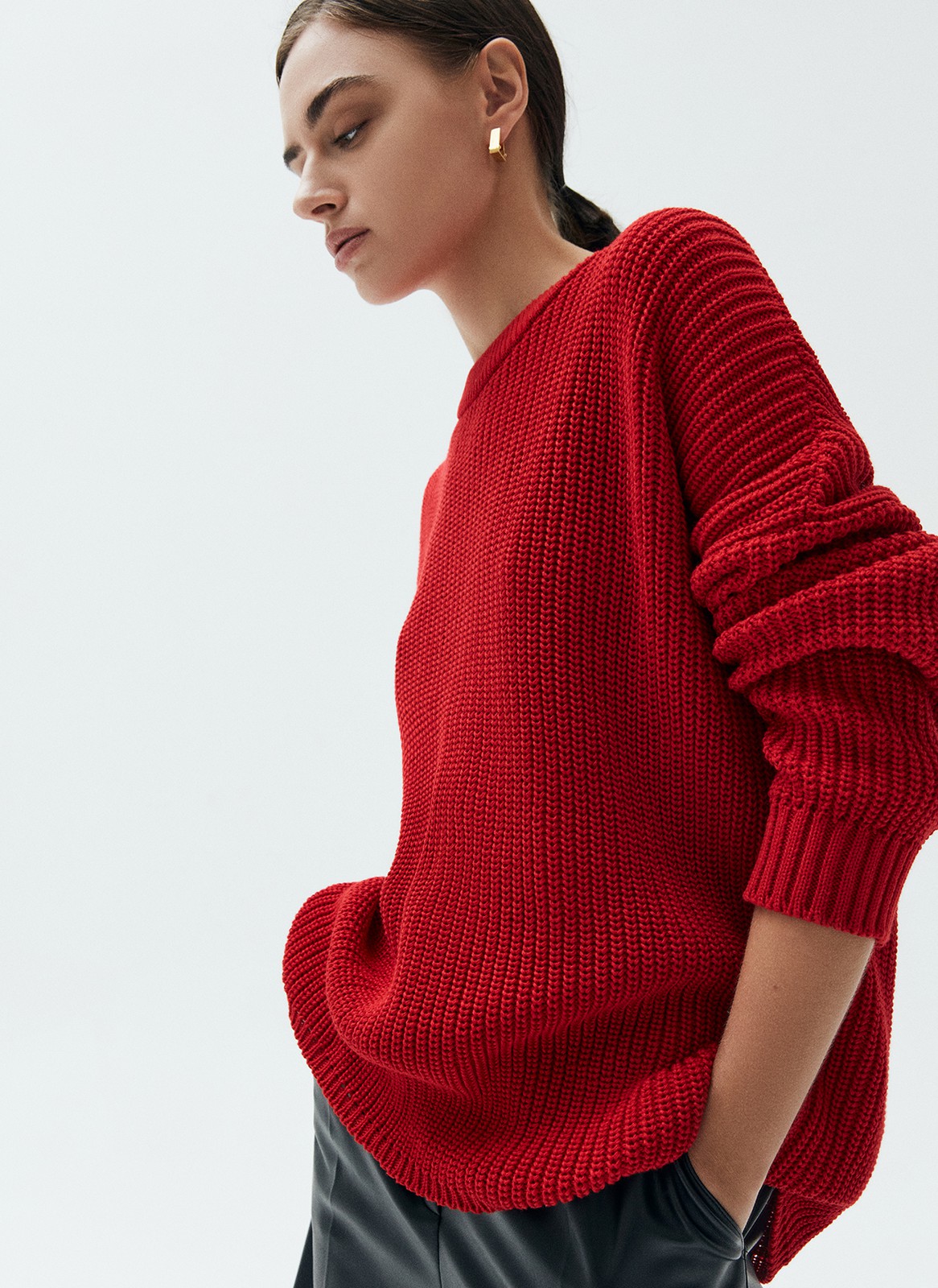 Свитер с круглым вырезом, цвет: красный Allweneed