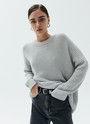 Свитер с круглым вырезом, цвет: светло-серый Allweneed