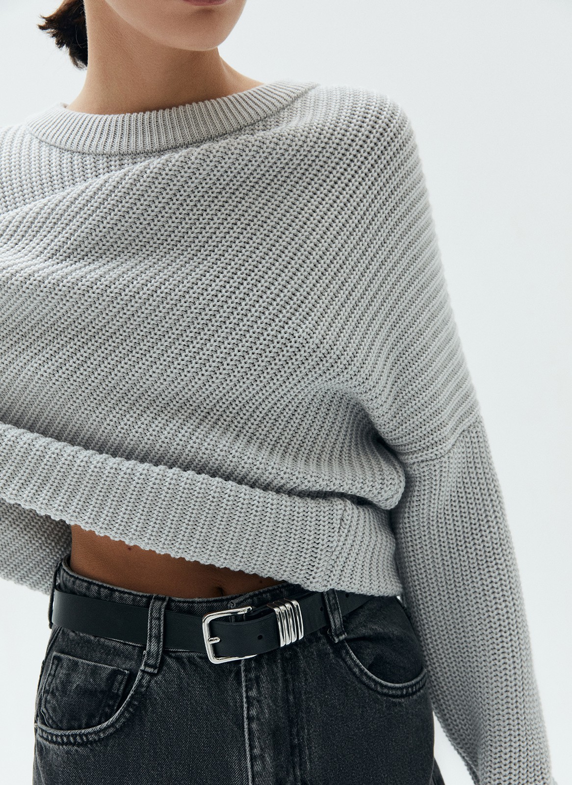 Свитер с круглым вырезом, цвет: светло-серый Allweneed