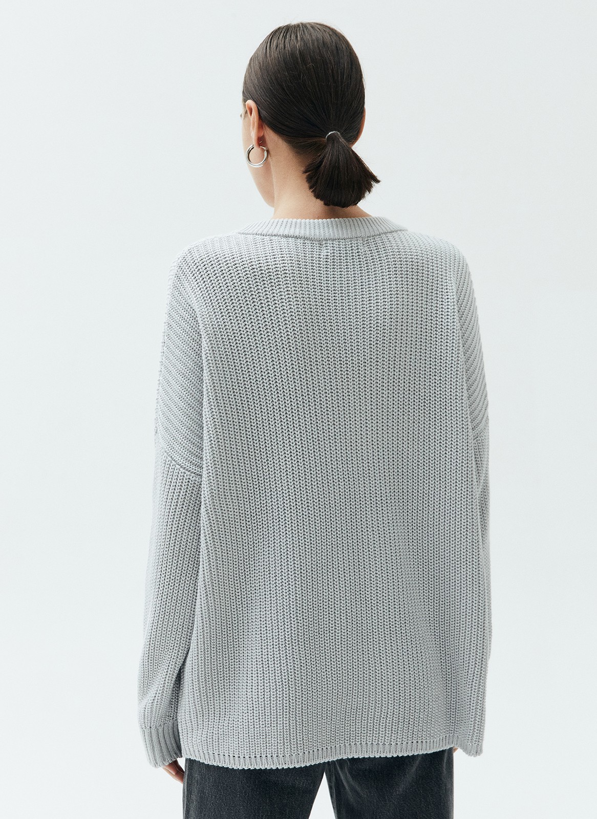 Свитер с круглым вырезом, цвет: светло-серый Allweneed