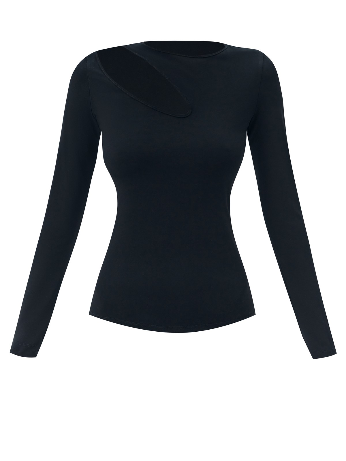 Лонгслив с фигурным вырезом, цвет: Черный Allweneed Лонгслив из мягкого трикотажа с фактурным вырезом. Высокое горло позволяет носить модель с пальто даже когда на улице ветрено. Ткань приятно облегает тело и дарит ощущение комфорта. Акцентной деталью является асимметричный вырез, который добавляет нотку игривости в образ. Сочетайте с джинсами и юбками из экокожи.