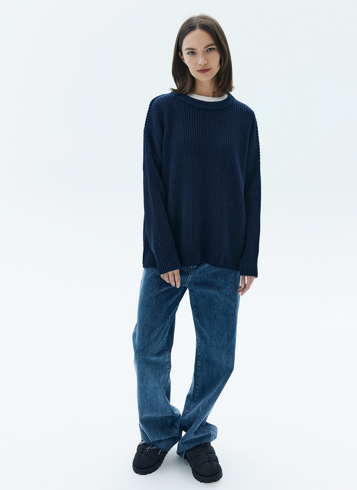 Свитер с круглым вырезом, цвет: темно-синий Allweneed