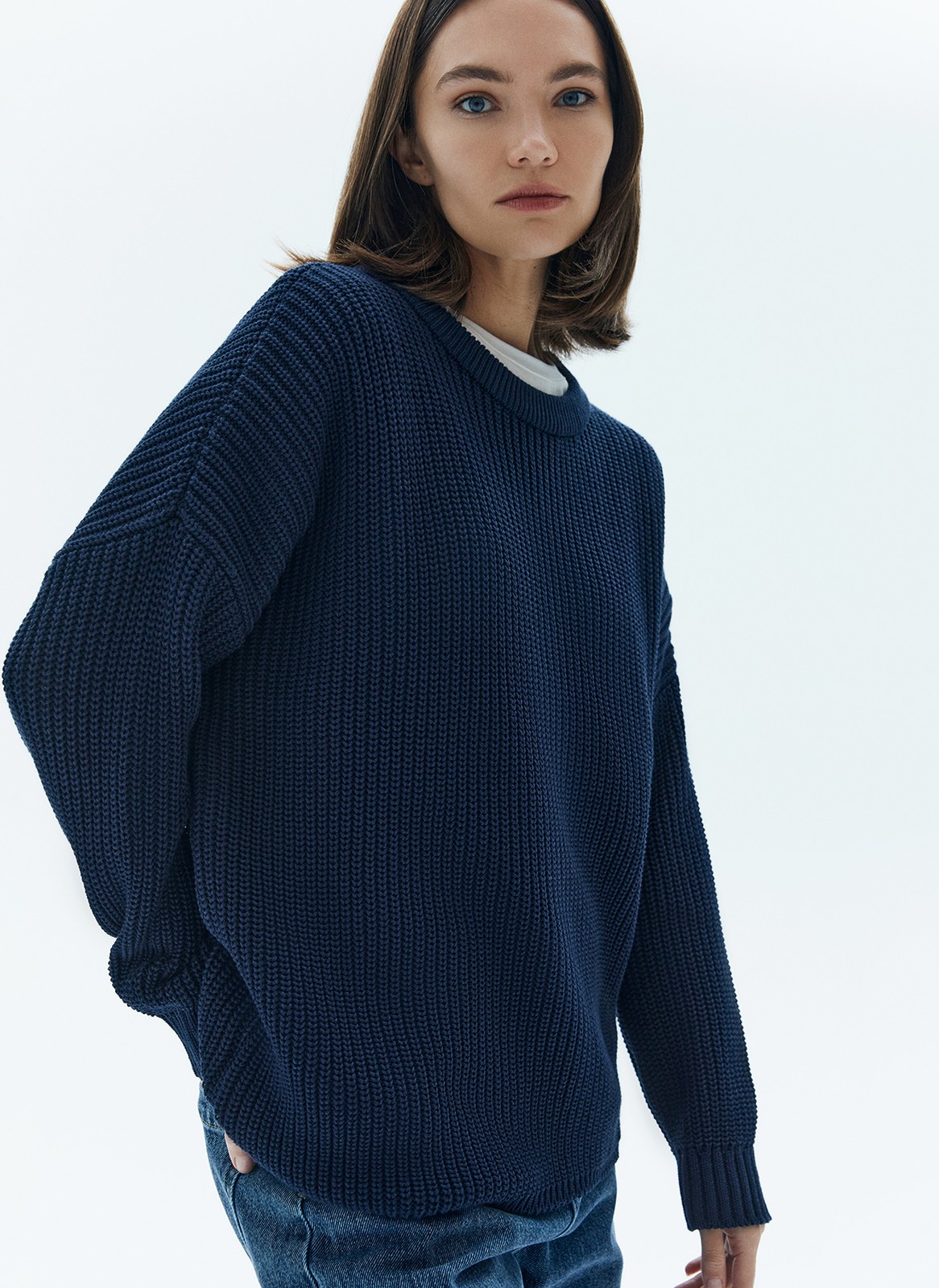 Свитер с круглым вырезом, цвет: темно-синий Allweneed