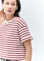 Футболка в полоску, цвет: Молочно-красный Allweneed
Футболка из плотной кулирки в горизонтальную полоску. Круглая обработанная горловина. Ткань хорошо держит форму. Благодаря натуральному составу в ней комфортно в любое время года. Мы любим эту модель за актуальный во все времена принт.