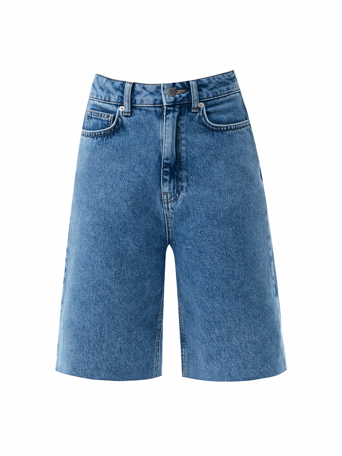 


Шорты-бермуды из денима. Застёжка на молнию и пуговицы. Необработанный край добавляет модели винтажного эффекта. Мы выполнили изделие из 100% хлопка, он в меру плотный и обеспечивает правильную посадку по фигуре. Составит прекрасный дуэт с рубашками и топами.