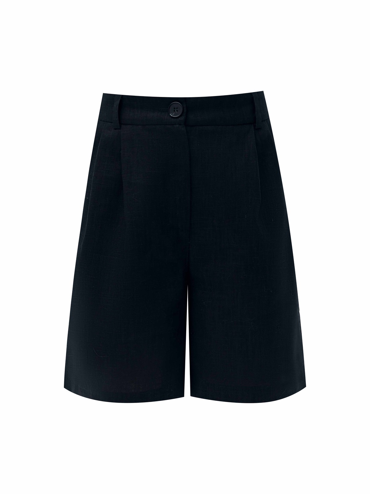 Шорты бермуды льняные костюмные, цвет: Черный Allweneed Модель имеет застёжку на крупную пуговицу и молнию. Благодаря универсальной посадке на линии талии шорты хорошо смотрятся на любой фигуре. Носите их как альтернативу брюкам в жаркое время года.