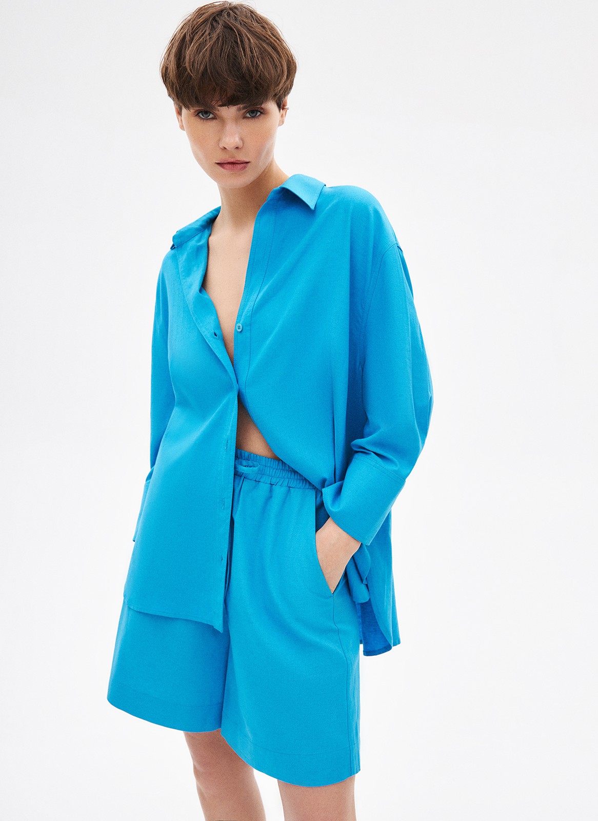 Шорты-бермуды на резинке, цвет: голубой Allweneed