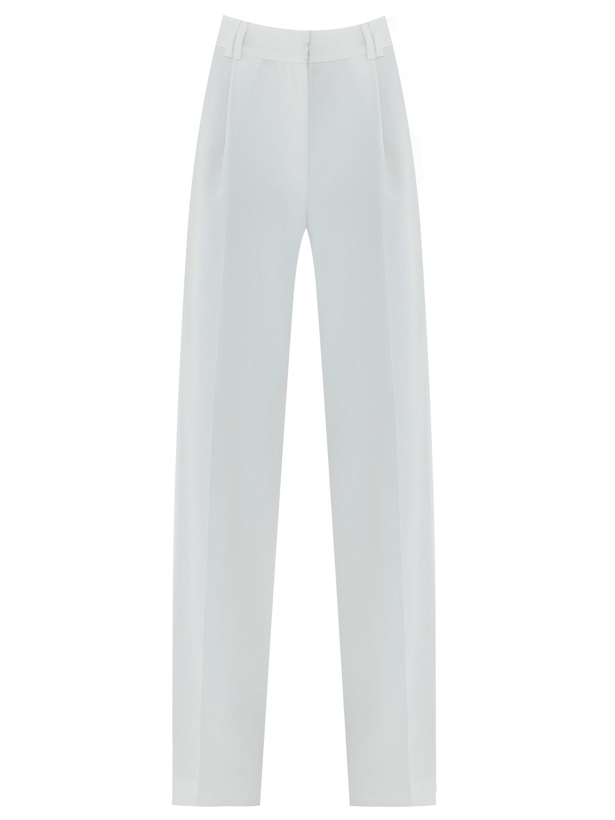 Брюки широкие полной длины изо льна, цвет: молочный Allweneed Широкие брюки полной длины из костюмной ткани с добавлением льна. Ткань с лёгким сатиновым блеском, которая красиво струится при движении. Посадка на талии и скрытая застёжка на молнию и крючок. Такой фасон отлично вытягивает силуэт и делает ноги визуально стройнее. Рекомендуем сочетать с жакетом в тон.