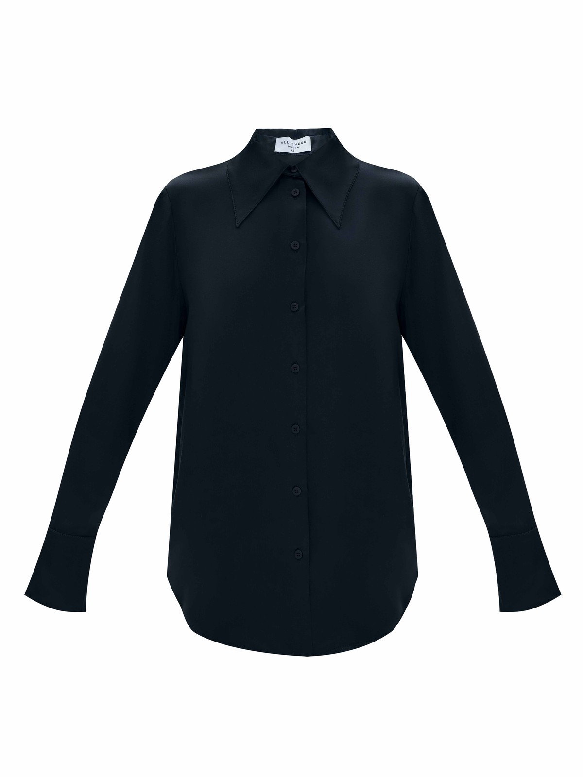 Шелковая рубашка с широким воротником, цвет: Черный Allweneed